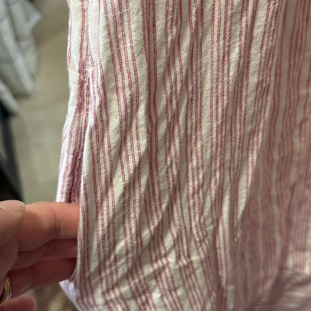 Faherty Womens XL Red White Striped Pintuck Sleeveless Mini Dress Shift - Picture 5 of 11